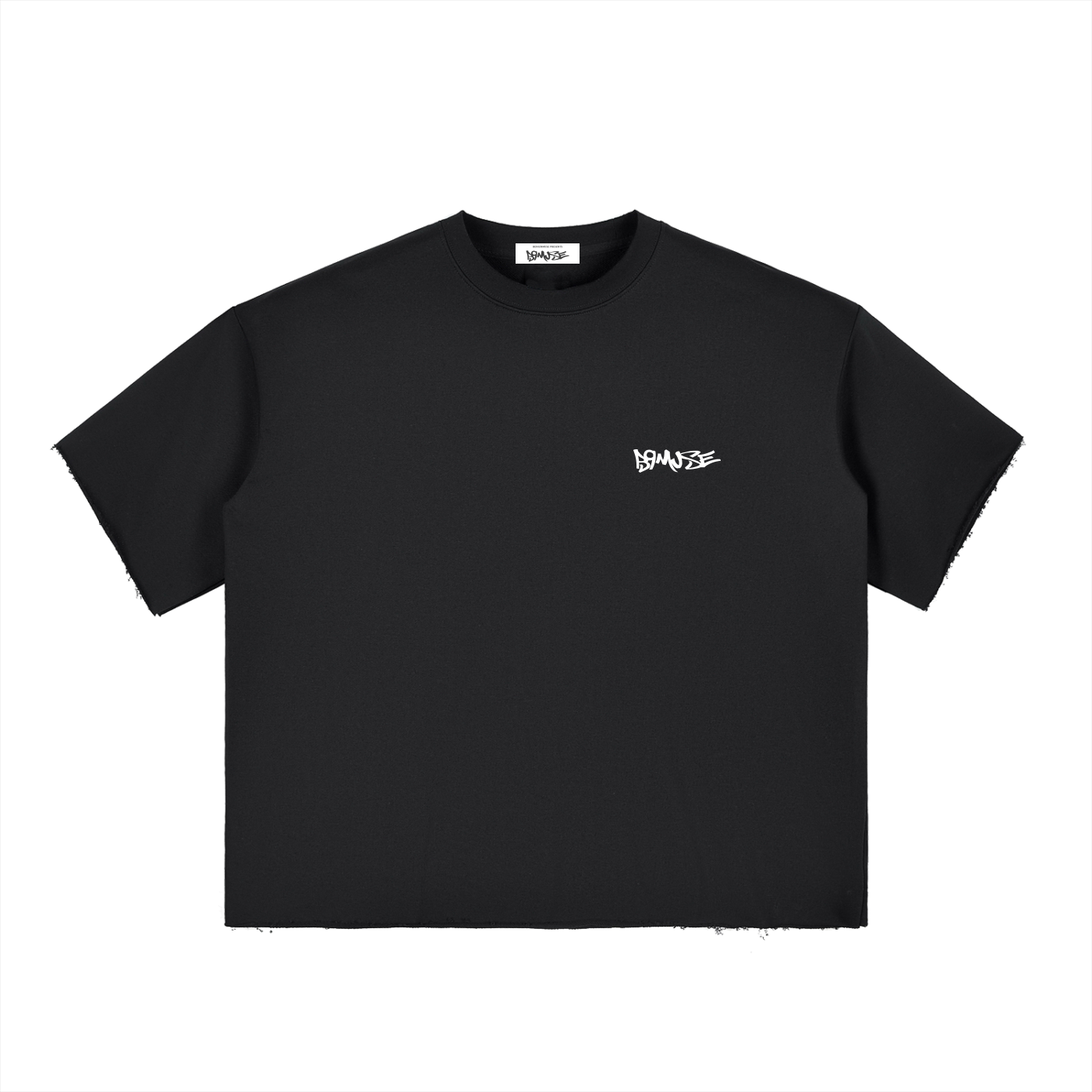 Boxy Half-Sleeve Raw-Edge T-Shirt